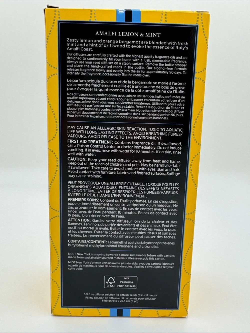 NEST New York Amalfi Lemon & Mint Reed Diffuser - NIB